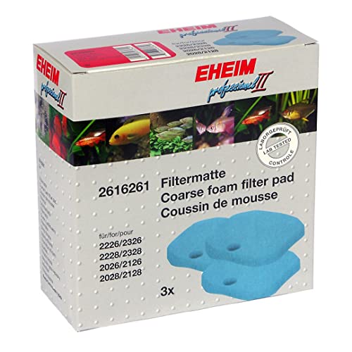 Eheim Filtermåtte T/2226/28, Aquarium Filtermaterial in Blau, 3 Stück für optimale Wasserqualität