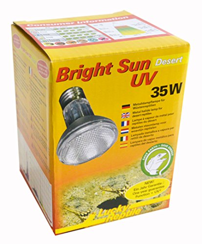 Lucky Reptile Bright Sun UV Desert, 35 Watt Terrarien-Wärmelampe mit optimalem Lichtspektrum für Wüstenreptilien
