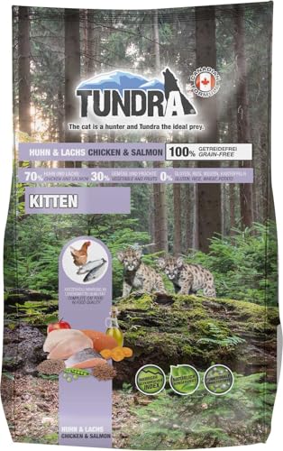 Tundra Cat Kitten Huhn und Lachs, Artgerechtes Trockenfutter in Lebensmittelqualität für heranwachsende Katzen, 1,45kg