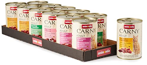 Animonda Carny Nassfutter Katze Adult, Mixpaket Fleischauswahl 12x400 g, ohne Zucker und Konservierungsstoffe, für Katzen von 1-6 Jahren