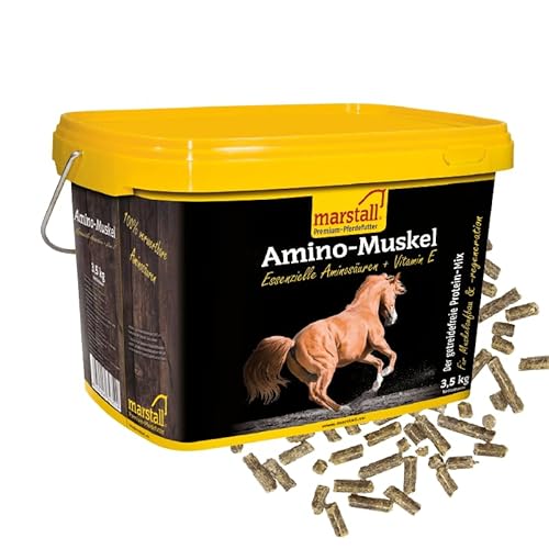 Marstall Amino-Muskel, getreidefreier Protein-Mix mit 100% verwertbaren Aminosäuren & Vitamin E, 10kg Eimer