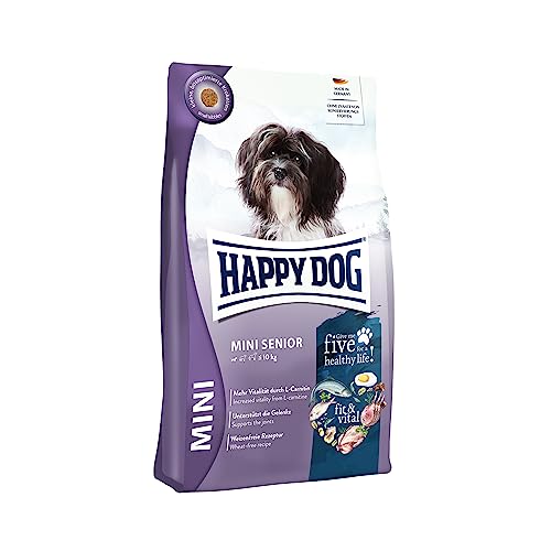 Happy Dog fit & vital Mini Senior, Hunde-Trockenfutter mit bissoptimierten Kroketten, 800g, fördert Vitalität und Gelenke