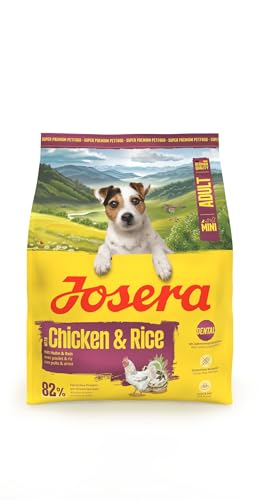 JOSERA Mini Huhn & Reis, Premium Trockenfutter für kleine Hunde bis 10 kg, mit Biotin für Haut & Fell, glutenfrei, 900 g 5er Pack