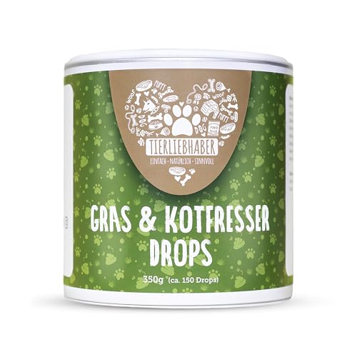 TIERLIEBHABER Gras & Kotfresser Drops für Hunde, beruhigend bei Gras- und Kotfressen, mit Heilerde und Fenchel, 350g (ca. 150 Stück)