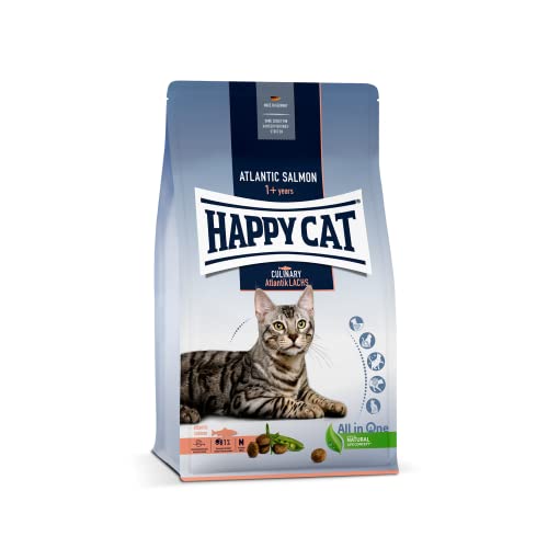 Happy Cat Culinary Trockenfutter Katze Adult, Atlantik-Lachs, glutenfreie Rezeptur mit Omega-3-Fettsäuren, 1,3 kg