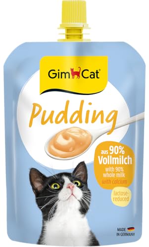 GimCat Snack Sparpaket - Pudding für Katzen, 6 x 150 g, laktosereduzierte Vollmilch-Snacks im wiederverschließbaren Standbeutel
