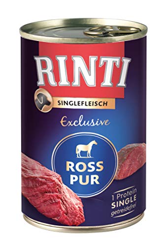 Rinti Singlefleisch 400 g, Alleinfutter für Hunde mit Ross pur, geeignet für Allergiker und ernährungssensible Hunde, ohne Getreide
