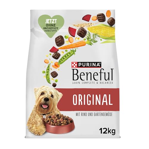 Beneful Original Hundefutter trocken, mit Rind und Gartengemüse, 12kg Packung für gesunde Verdauung und glänzendes Fell