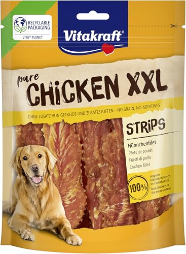 Vitakraft Pure Chicken XXL Strips, Hundeleckerli aus 100% Hühnchenfilet, ohne Zucker und Getreide, 250g