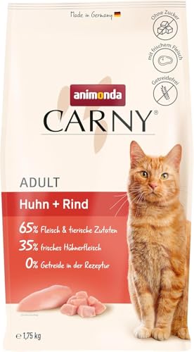 animonda Carny Katzen Trockenfutter Huhn und Rind, Getreide- und zuckerfrei, 1,75 kg, für ausgewachsene Katzen mit hochwertigem Hühnerfleisch und Rinderprotein