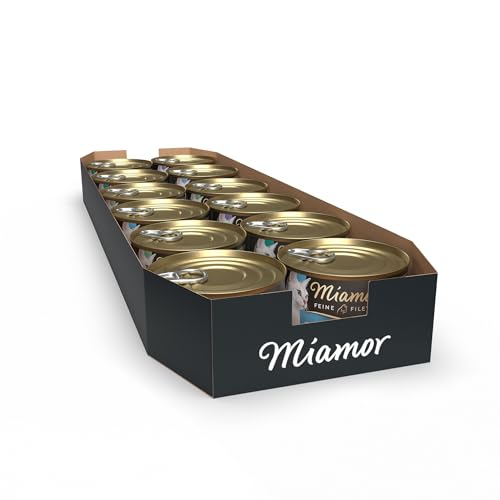 MIAMOR Feine Filets in Jelly Mixpaket, Nassfutter für Katzen mit 63% Filetfleisch, fettarm, 12x185g