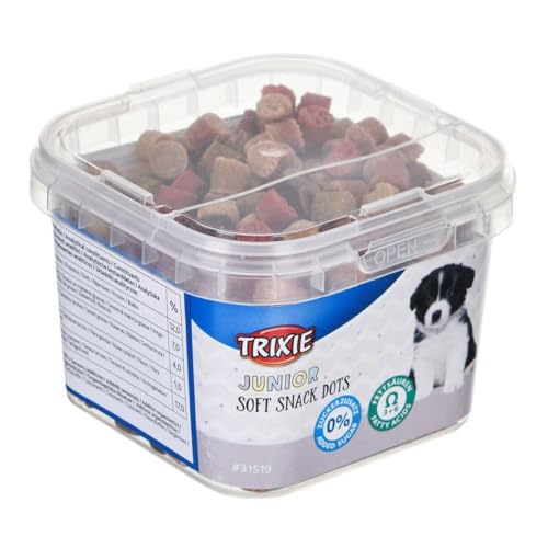 TRIXIE Junior Soft Snack Dots, Hundesnacks mit Huhn und Lachs, enthalten Omega-3- und Omega-6-Fettsäuren, 140 g