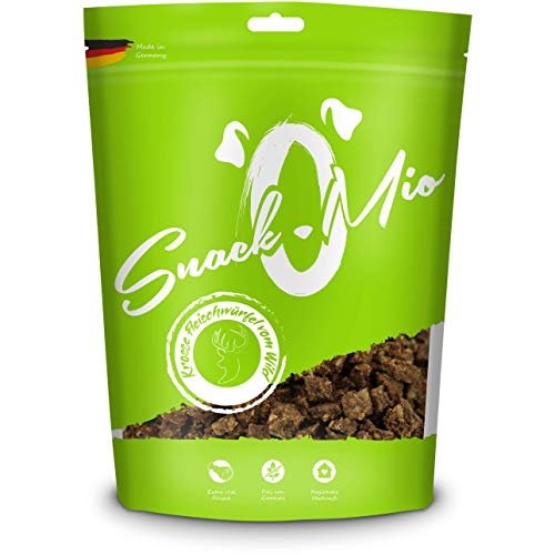 SnackOMio Premium Hundesnack, krosse Fleischwürfel vom Wild, getreidefrei, 125g, luftgetrocknet