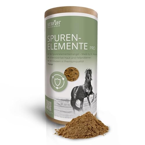 STRÖH Spurenelemente Pro Pulver Pferd, Mineralfutter mit Zink, Mangan, Eisen, Kupfer, Selen, Jod und Cobalt, 1,1kg – Premium Kräuterzusatz für gesundes Pferdewohlbefinden
