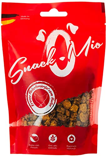 SNACKOMIO SnackOMio – Premium Hundesnack – saftige Fleischwürfel vom Huhn, 125g, getreidefrei, lufttrockener Natur-Hundesnack