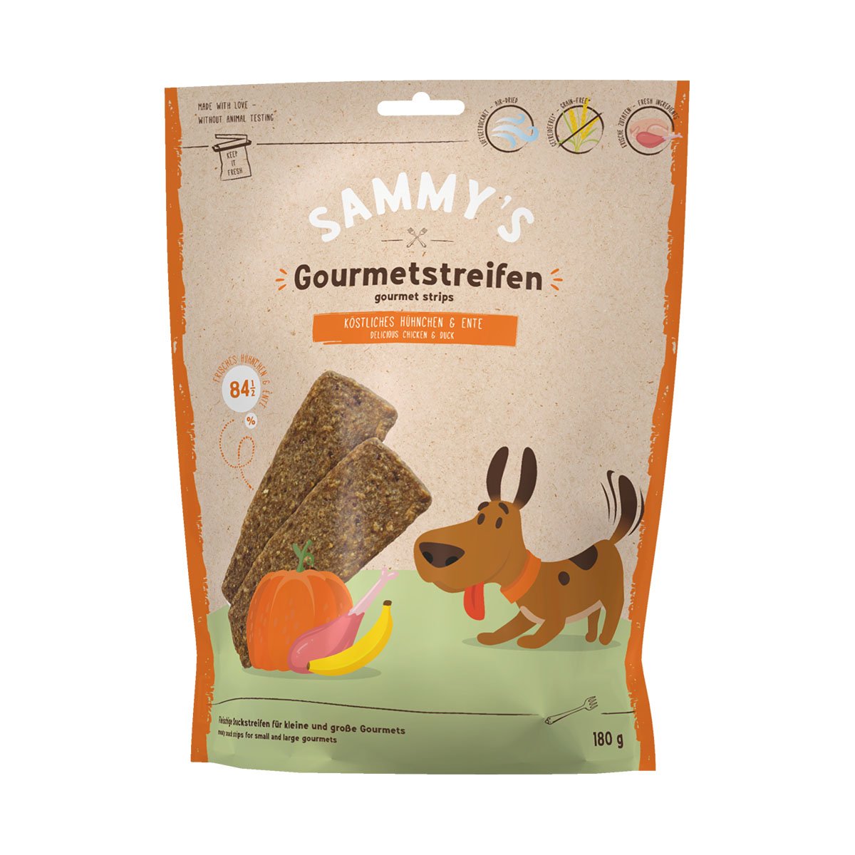 Bosch Sammy's Gourmetstreifen Hühnchen und Ente, feine Hundesnacks, 180g