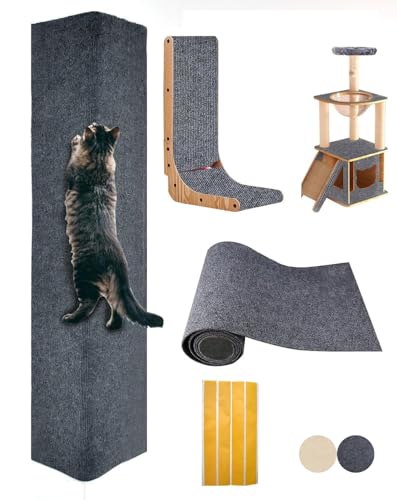 MIAOGE® Selbstklebender Kratzteppich für Katzen, 200cm x 40cm, Dunkelgrau, einfach zuschneidbar, ideal für Wand- und Möbelanwendung