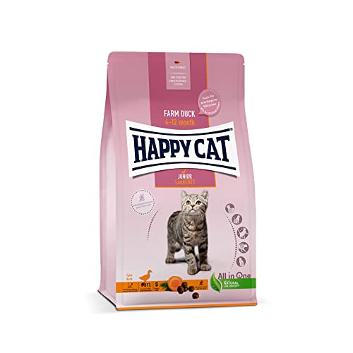 Happy Cat 70543 Young Junior Land Ente, Trockenfutter für Jung-Katzen ab 4 Monaten, getreidefrei, 300 g