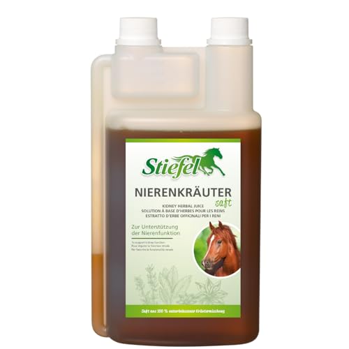 Stiefel Nierenkräutersaft für Pferde, 100% naturbelassene Kräutermischung zur Unterstützung der Nierenfunktion, flüssig mit Dosierflasche, 1l