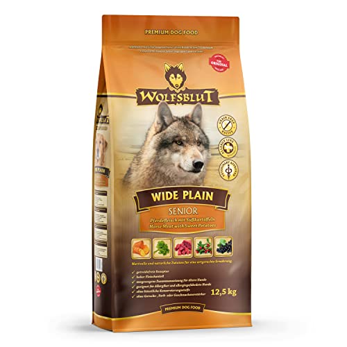 Wolfsblut Wide Plain Senior, Trockenfutter für Hunde, 12,5 kg, getreidefrei, mit Pferdefleisch, für Allergiker und senioren Hunde