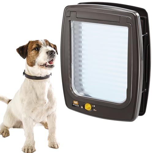 Ferplast SWING 11 Hundeklappe, 4-Wege steuerbare Haustiertür mit Windstopper, für mittelgroße Hunde und Katzen, braun