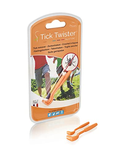 Tick Twister Zeckenhaken Mensch & Tier, 2 Stück, sortierte Farben, kompaktes Blister