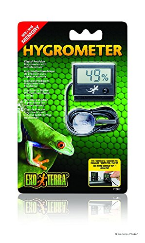 Exo Terra Hygrometer Digital mit Fernsensor, präzise Luftfeuchtigkeitsmessung, Speicherung von Höchst- und Tiefstwerten, geeignet für Compact Top und Dual Top