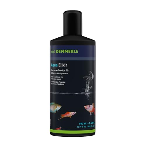 Dennerle Aqua Elixir 500 ml, Wasseraufbereiter für Süßwasser Aquarien - neutralisiert Chlor, bindet Schwermetalle, schützt Fische