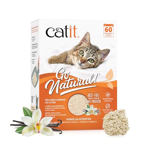 Catit Go Natural!, klumpende Katzenstreu aus Erbsenhülsen, mit Vanilleduft, 2 x 2,8kg (5,6kg), 99% staubfrei und geruchsabsorierend