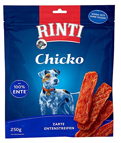Rinti Hundesnacks Extra Chicko Ente, 100% Entenfilet, 250 g, 3er Pack (3 x 250 g), fettarm, ohne Fleischmehle, luftgetrocknet