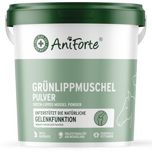 AniForte Grünlippmuschelpulver 1 kg, hochwertiges Ergänzungsfuttermittel für Hunde und Katzen zur Unterstützung der Gelenkgesundheit, getreidefrei