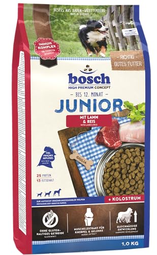 bosch HPC Junior mit Lamm & Reis, Hundetrockenfutter für ernährungssensible Welpen, glutenfrei & zuckerfrei, 1 x 1 kg