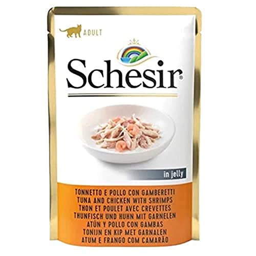 Schesir Katzen-Nassfutter, 20x85g, in praktischer Tüte, hochwertiges Fleischfutter
