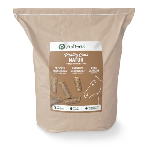AniForte Vitality Cobs Natur, 14 kg Heucobs für Pferde, natürlicher Heuersatz für Trockenfütterung, staubarm und ohne Zusätze
