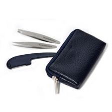 Image for Tweezerman Augenbrauenset 3.tlg gerade und spitze Mini-Pinzette & Mini-Rasierer in Etui